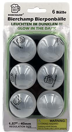 Bierchamp© Bierpongbälle - Bierpong Bälle - fluoreszierend Bierpongbälle - Leuchtende Bierpongbälle - Beerpongballs - 6 Bierpongbälle Bierpongbälle