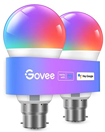 Govee RGBWW Smart Bulb, B22 Energy Saving WiFi Alexa Light Bulbs, 9W, 800LM, 16 Million Colors, 54 Scenes, Work with Alexa & Google Assistant, 2 Packs