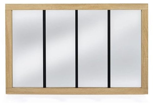 IDMarket - Miroir verrière Atelier 4 Bandes Cadre Bois Design Industriel 110x70 cm