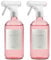 MaisoNovo Hair Spray Bottle Set of 2 - Pink 500ml Glass Spray Bottle and Refillable Empty Spray Bottles - with 16 Labels