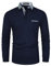 VHUQGVU Mens Stylish Polo Cotton Long Sleeve Contrasting Color Regular Top Golf Shirt,Blue,XXL