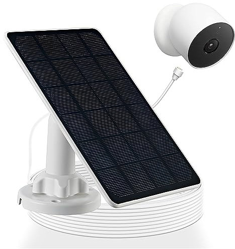 Panel solar de 3 W compatible con cámara Google Nest para exteriores e interiores y cámaras de segunda generación (versión de batería), resistente a la intemperie, fácil instalación, impermeable IP66,
