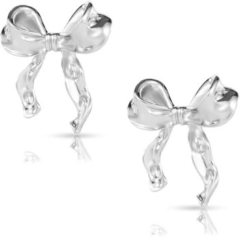 Schleifen Ohrringe für Frauen, 925er Silber Schleifenohrstecker Band Ohrringe Niedlich Schleifenohrringe Mode Statement Schleifenschmuck Geschenk für Frauen Mädchen Geburtstag