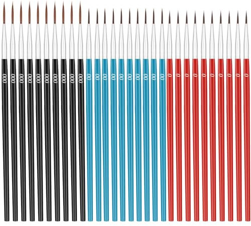 Anezus Tiny Detail Paint Brushes 30 Pcs Micro Paint Brushes Fine Tips with 3 Size #000#00#0 Precision Liner Brush for Miniature Models 40k Watercolor Acrylic Painting