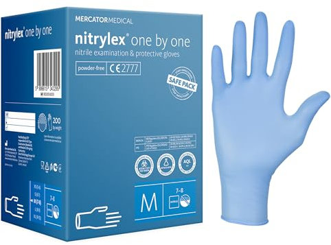 MERCATOR Nitrylex Classic One by One 200 puderfreie Untersuchungshandschuhe, Größe M, 21812