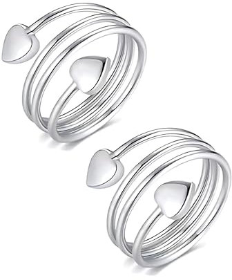 Zeayebsr 1 Paar Kupfer Magnetringe für Frauen Männer für Arthritis Schmerzlinderung Therapie Ringe Magnet Heilung 100% Solid Pure Copper Einstellbare Größe (Silber Liebe)