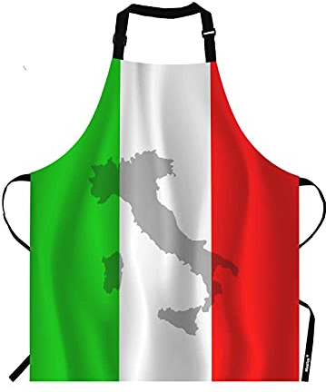 ATOurDealss Italian Flag Apron,The Contour of Italian Territory Is Printed on the Flag Apron,Adjustable Neck Bib Apron for Men Women,Suitable for Kitchen Cooking Waitress Chef Apron