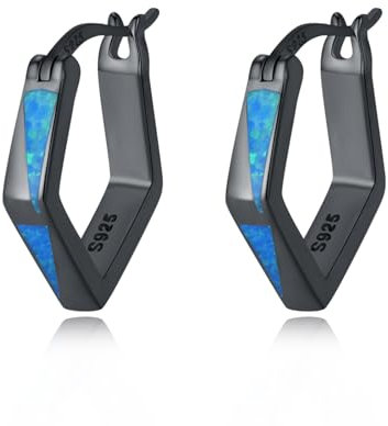 Opal Ohrringe Silber 925 Creolen Ohrringe Opal Hypoallergene Huggie Creolen Ohrstecker Schmuck Geschenke für Damen