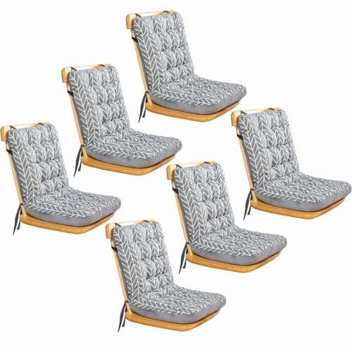 Set of 1/2/4/6 High Back Chair Cushions, Office Chair One-Piece Chair Pads with Ties Dining Room-Kitchen Thickened Chair Seat Cushion Outdoor/Indoor(Color:Color3,Size:L:42x33x45cm 6pcS)