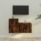 OHOOWOO Set Mobili Porta TV 2 pz Rovere Fumo in Legno Multistrato,Mobile TV sospeso in legno rovere fumo con ripiani e libreria
