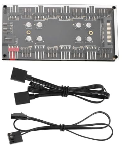 OTOTEC Ventilador con Cubierta Hub 12V 4 Pines PWM+RGB 2 en 1 Controlador 110,2x53,3x15,1mm con Caja de Alimentación SATA Cable de Extensión Alimentación Ventilador La Placa Base