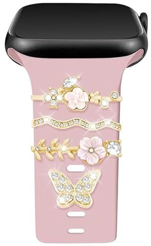 Apple Watch Charms, 4 Stück Goldene Blume Schmetterling Design, Für Smartwatch-Armbänder Geeignet
