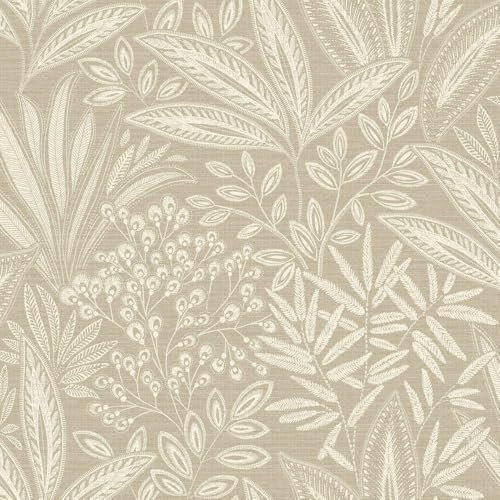 Sahara Leaf Natural Beige Wallpaper - Botanical Leaves Naturistic - Stylish Modern Luxury Textured Feature Wall