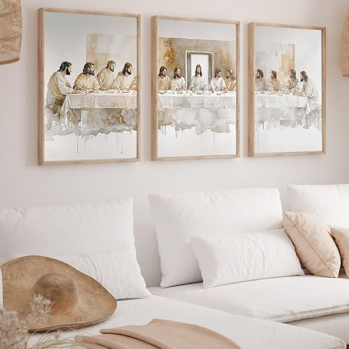 The Last Supper Wandkunst Jesus Kunst Christlicher Bibelvers Kunstposter Biblische Wanddekoration Religiöses Gebet Druck Bild Heilige Kommunion Druck Letztes Abendmahl Bild für Esszimmer 40,6 x 61 x