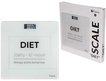 Fisura - Digitale Badezimmerwaage diet. Glas-Badezimmerwaage. Elektronische Waage bis 180 kg mit 50 g Genauigkeit, Step-On-Technologie. 30 cm x 30 cm.