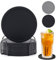 12 Pièces Dessous de Verre Silicone, Dessous de Verre Silicone Noir Rond, sous Verre en Silicone avec Plateau, Dessous de Verre Noirs Antidérapants pour Verre de Bière, Tasses à Café