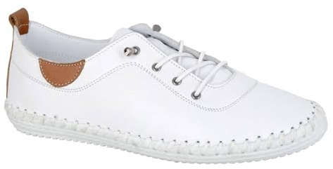 Mod Comfys L662 Womens Softie Leather Elastic Lace-up Comfort Shoe
