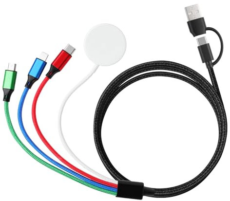 Nefuo Cable for Apple Watch Charger, 4 in 2 Multi Charging Cables for Multiple Devices, Upgraded Nylon Braided Charging Cord Compatible with iWatch Ultra SE 10-1, iPhone 16-13, Android Phone (5FT)