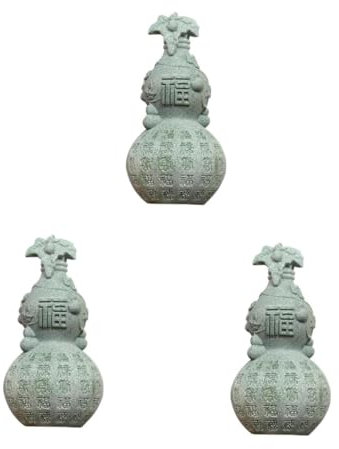 Cabilock 3pcs Gourd Ornaments Car Decor Vintage Gourd Calabash Gourd Stone Gourd Decorations Desktop Stone Gourd Decorative Gourd Statue Stone Cucurbit Handmade Statues Green Sandstone Grey