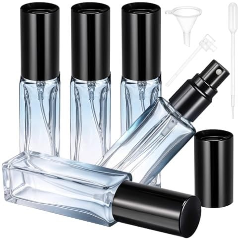 Qianyu 5 PCS Travel Perfume Bottle Refillable Glass Perfume Spray Bottle 10ML Portable Mini Containers Empty Atomizer Leak-proof Fragrance Sprayer for Traveling and Outgoing Face Spray Toiletries