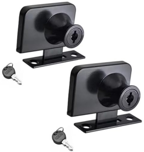 Lot de 2 serrures de rechange pour armoire en verre à double ouverture, serrures de sécurité, serrures de porte en verre en alliage de zinc pour vitrine de 5 à 8 mm, noir, 409
