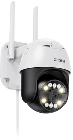 ZOSI 4K 8MP Pan/Tilt WLAN Überwachungskamera Aussen, 355°/140° Schwenkbare IP Kamera mit Plug-in Strom, Personenverfolgung, 32GB Speicherkarte, C296