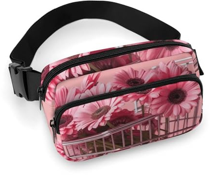 Bauchtasche für Damen und Herren, Umhängetasche, kleiner Schulter-Rucksack, Blumen im Einkaufswagen, Gürteltasche, Blumen im Einkaufswagen, 20x13cm