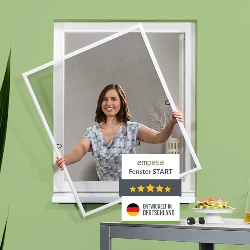 empasa Insektenschutz Fliegengitter Fenster START Fliegenschutz Alurahmen | Farbe:Weiß, Größe:60 x 80 cm