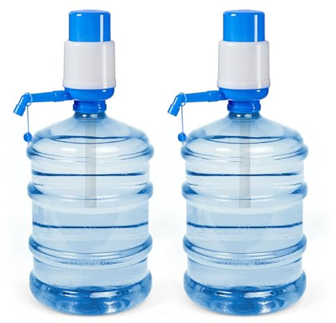 TIENDA EURASIA – Pack 2 Dispensador de Agua | Manual y Adaptable | Plástico Polipropileno | Azul y Blanco | 9x17x64 cm | para Botellas Desde 2.5 L hasta 10 L | Dispensador de Agua para Garrafas