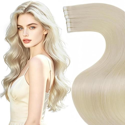 LaaVoo Tape in Extensions Echthaar Blond Haar Extensions Tape Skin Weft Haarverlängerung Echthaar Tapes Hellbond 40cm 50g 20pcs #613