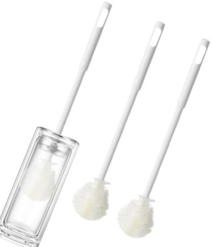 Lot de 3 brosses pliables pour biberon - Outil de nettoyage à long manche pour tire-lait - Biberons - Humidificateurs - Accessoire de lavage domestique compact - Blanc