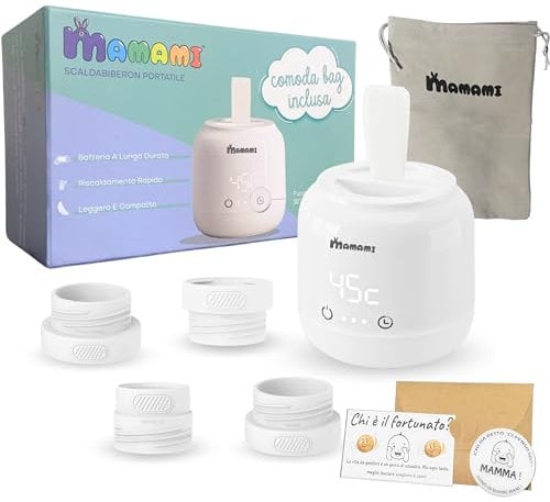 MAMAMI® Tragbarer kabelloser Flaschenwärmer, neue integrierte Timer-Funktion, kompatibel mit den besten Marken, tragbarer Flaschenwärmer, wärmt Milch in 2 Minuten, mit Entscheidungsmünze