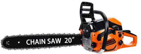Luojuny 20 Inch Petrol Chainsaw, 58cc 2-Stroke Gas Chain Saw, 2200W Power Chain Saw Petrol, Handheld Logging Chain Saws for Cutting Trees, Suitable for Garden, Park, Farm Black/Orange