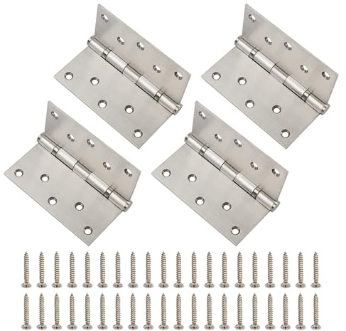 5 Inch Heavy Duty Door Hinges Max Load 220 lbs, 5 x 5 Stainless Steel Hinges Ball Bearing with Square Corners for Indoor and Outdoor Doors, 4 Pcs Silver with 40 Screws