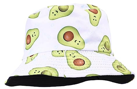 FOMIYES Sommer Sonnenhut Avocado Bucket Hat Wendbar Atmungsaktiv Leicht für Outdoor Aktivitäten Wie Angeln Camping Strand Freizeit Uv für Damen Herren