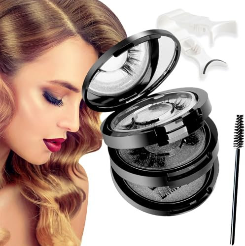 Magnet Wimpern Magnetisch ohne Eyeliner 3D Natürlicher Look Wiederverwendbar Wasserdicht Kein Kleber Erforderlich Mit Applikator Für Tägliches Make-up Oder (4 Paare)