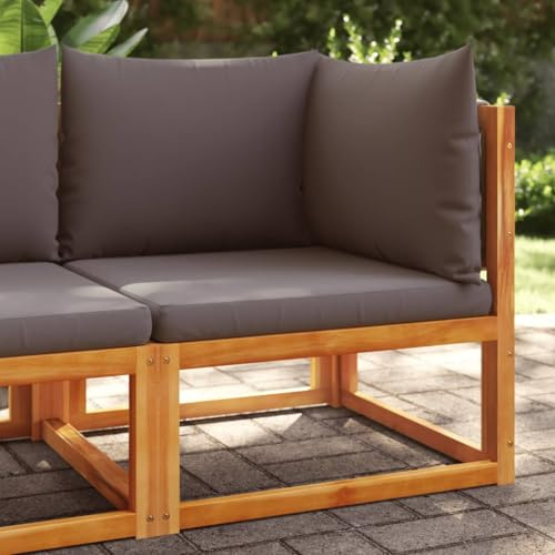 SDWEHO7 Outdoor Ecksofa Lounge Sofa mit Auflagen, Gartensofa Einzelsofa Terrassensofa Gartenlounge Sofa Gartenmöbel für Terrasse Balkon, Massivholz Akazie