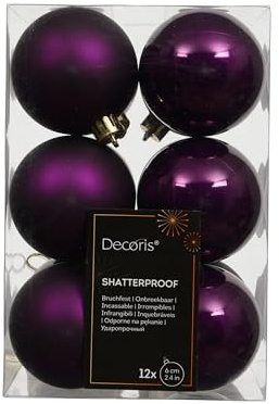 Kaemingk Weihnachtskugeln Kunststoff 6cm 12 Stück - klassisch & bruchsicher - Christbaumkugeln Weihnachtsbaumkugeln für Weihnachten - Christbaumschmuck & Weihnachtsbaumschmuck - Feige