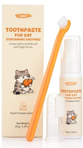 Kit de soins dentaires pour chat, dentifrice enzymatique goût poulet rôti