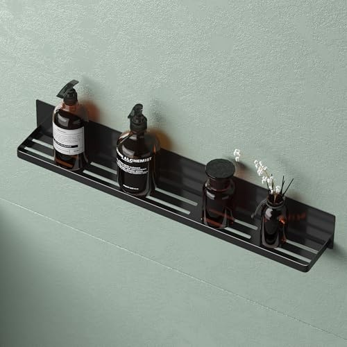 Mai & Mai Duschablage ohne Bohren, Duschregal magnetisch 60cm Schwarz | Badezimmer Organizer selbstklebend oder magnetisch, Badregal Hängend, Shampoo Halterung für Dusche Bad, Reglo-01