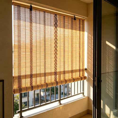 Store en Bambou pour Fenêtre,Rideau Occultant sans Perçage 40x40cm | Store Enrouleur Bambou Filtrage de la Lumière Rideau À Rouleaux Romains,Paravent Végétal pour Véranda Espace de Travail