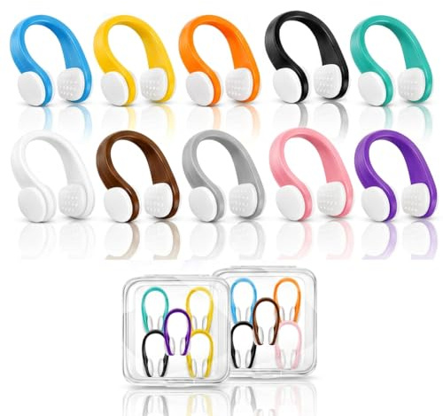 10Pcs Pinzas Nariz Natación Clip Nasal de Silicona con Caja