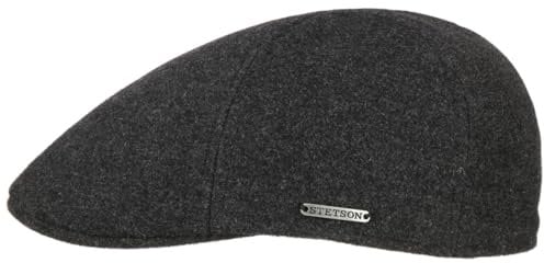 Stetson Texas Wool Gatsby Cap Herren - Mit Kaschmirwolle - 100% Baumwollfutter - Hoher Wollanteil - Mit edlem Markenpin - Doppellagiges Futterband - Schirmmütze Herbst/Winter anthrazit XL (60-61 cm)