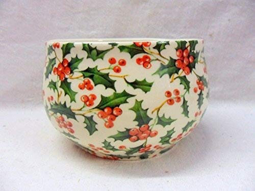 Heron Cross Pottery Christmas holly chintz open sugar bowl