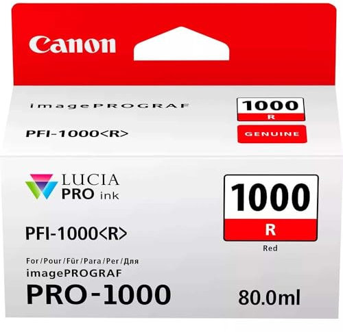 Canon Tintenpatronen PFI-1000 R rot - 80 ml ORIGINAL für imagePROGRAF PRO-1000, Red