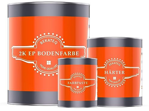 BEKATEQ 2K Epoxidharz Schwarz 1KG I Bodenbeschichtung UV-optimiert, Selbstentlüftend, Geruchsarm, Betonfarbe für außen & innen I Bodenfarbe für Garagenboden, Werkstatt- & Industrieboden BE-702