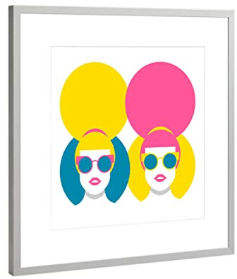 artboxONE Poster mit Rahmen Silber 40x40 cm Glam Girls von Sasha Lend - gerahmtes Poster