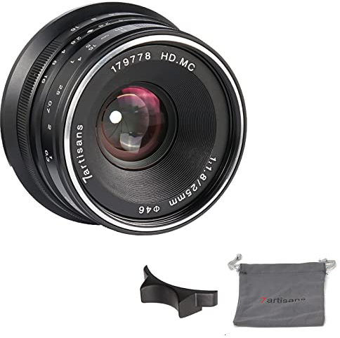 7artisans 25 mm f1.8 Focus manuale obiettivo per fotocamere Sony Emount come A7 A7II A7R A7RII A7S A7SII A6500 A6300 A6000 A5100 A5000 ex-3 NEX-3 N nex-3r nex-f3 K NEX-5 NEX-5 N - nero