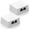 deleyCON 2x CAT 6a Superficie RJ45 2x Puertos Conector de Red Blindados FTP 10 Gbit Ethernet LAN Cable de Conexión - Blanco