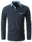 GHYUGR Men's Long Sleeve Polos Casual Tops Denim Splice Golf T-Shirt Poloshirts,Navy,M